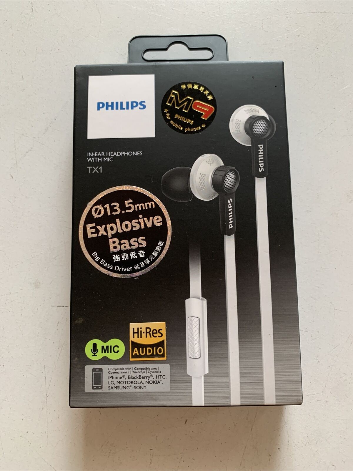 Philips TX1 Hi-Res Headphones with Mic 3.5mm Plug NEW