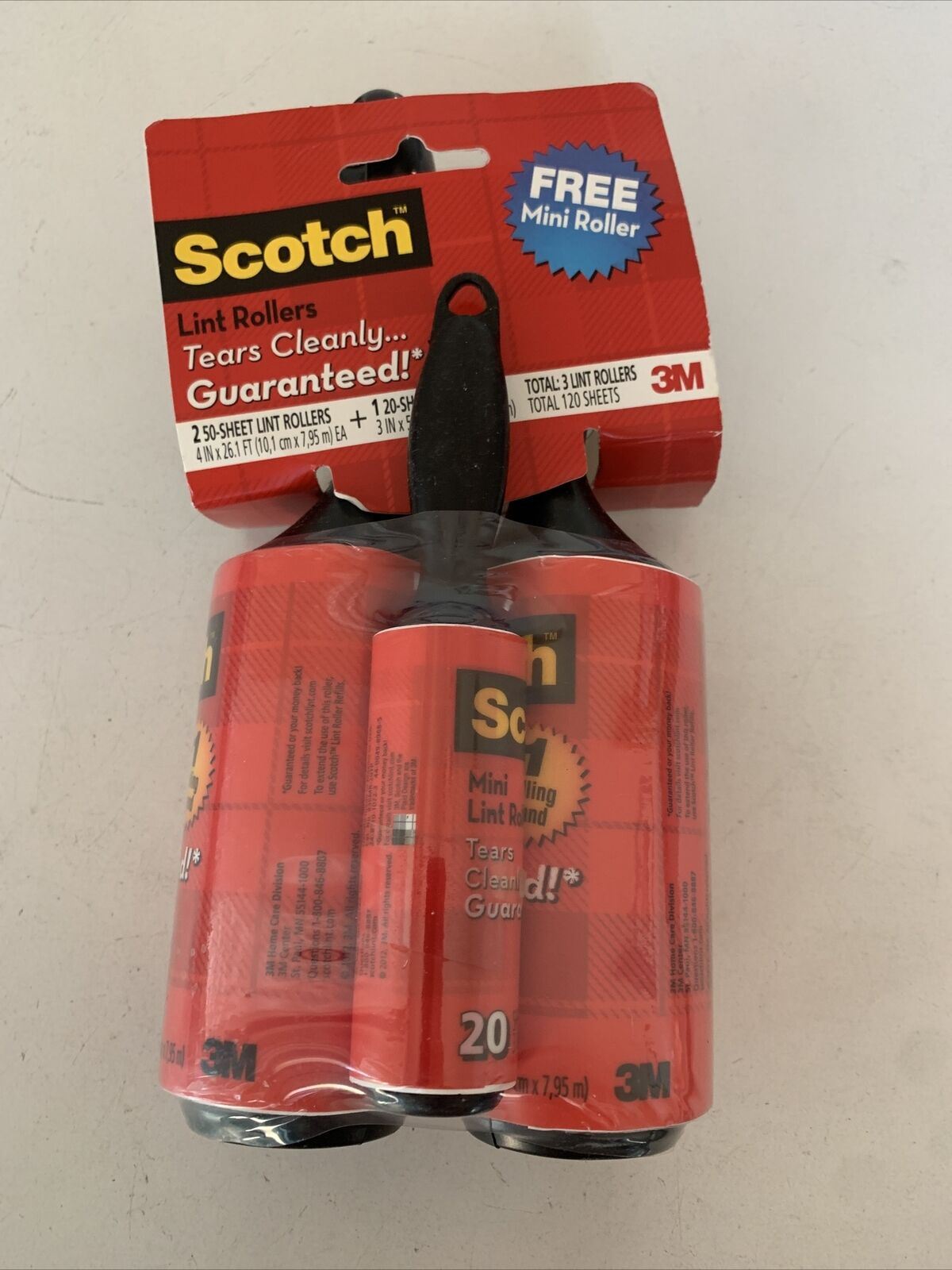 3M Scotch Lint Rollers 2x 50-Sheet +1 20-Sheet NEW