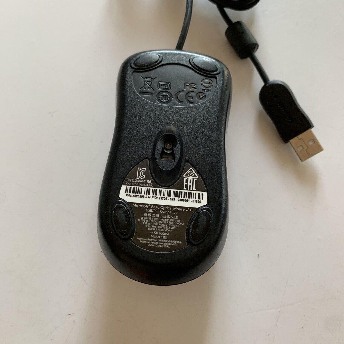 Microsoft Optical Mouse V2.0 USB/PS2 Compatible Model 1113