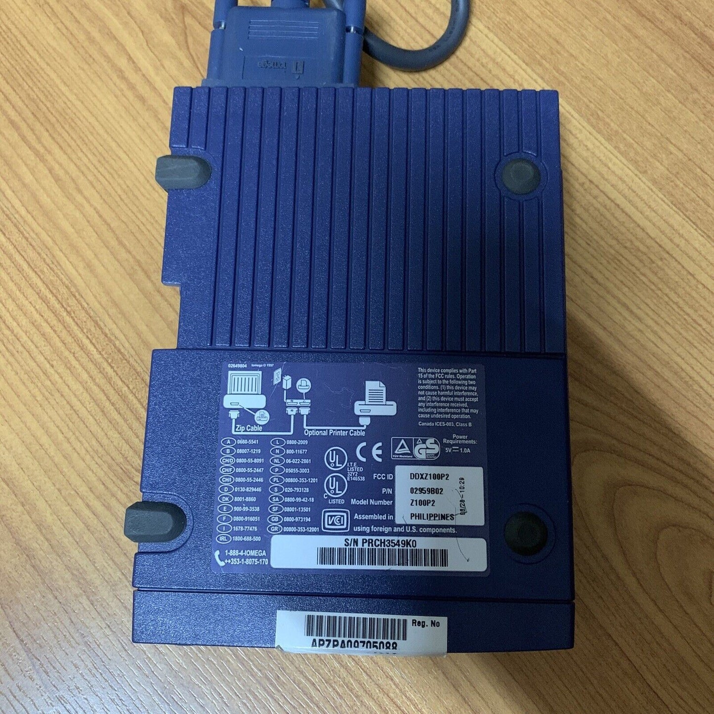 Iomega Zip Drive External Parallel Z100P2 with Power Supply and Cable