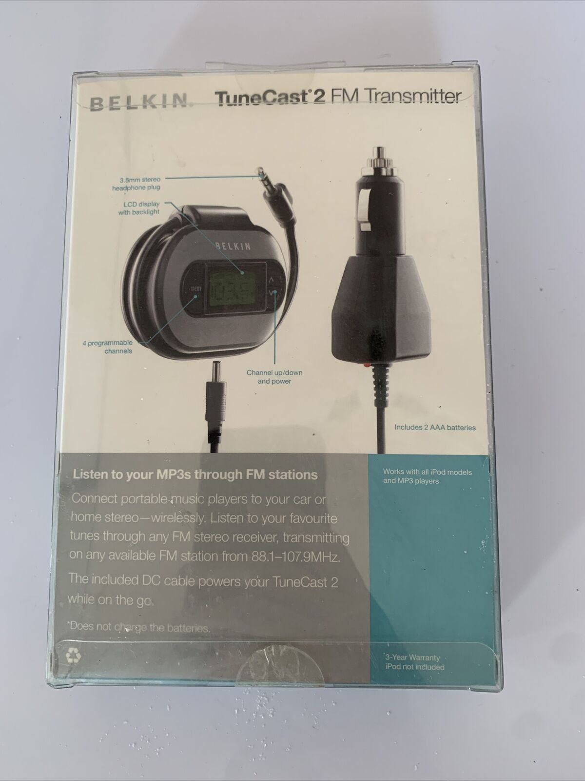 Belkin Tunecast 2 FM Transmitter for MP3, Portable Audio and iPod 3.5mm Plug