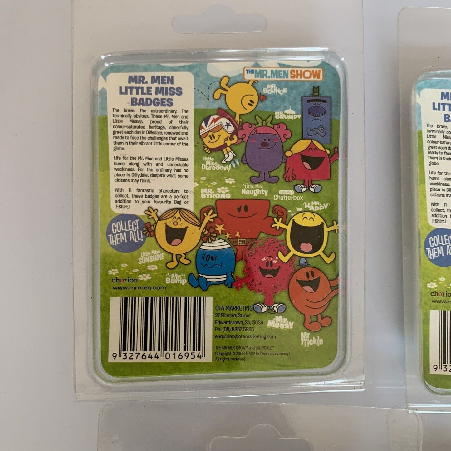 6x Mr.Men Little Miss Metal Badge Pin Strong Happy Naughty Sunshine Chatter NEW