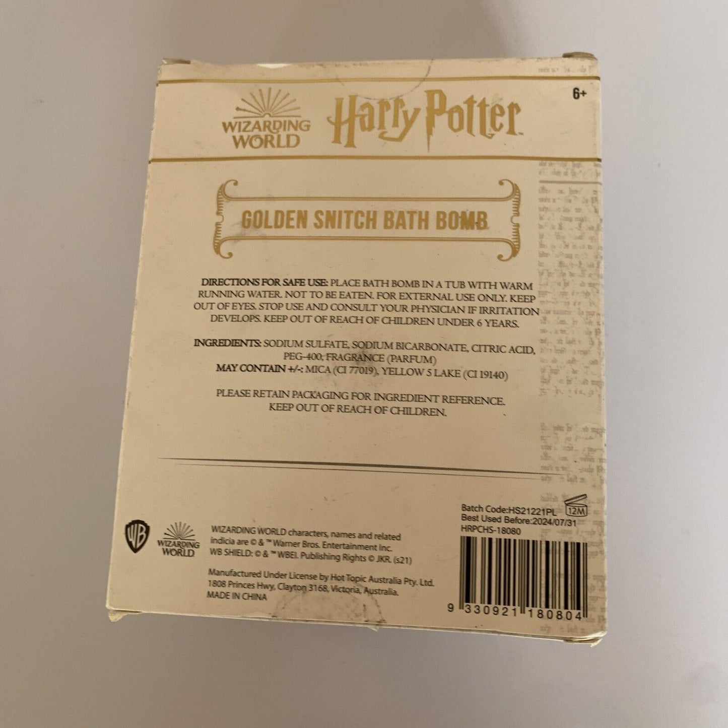 Harry Potter Golden Snitch Bath Bomb NEW