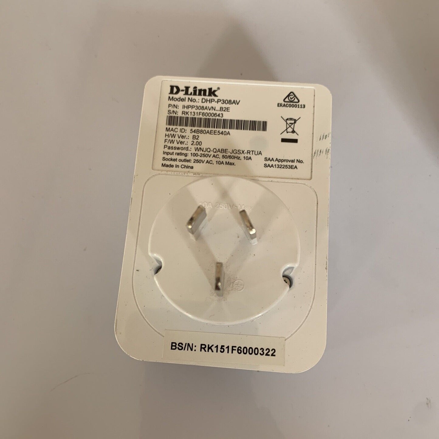 D-LINK DHP-P308AV PowerLine Passthrough Network Adaptor 2 Pack