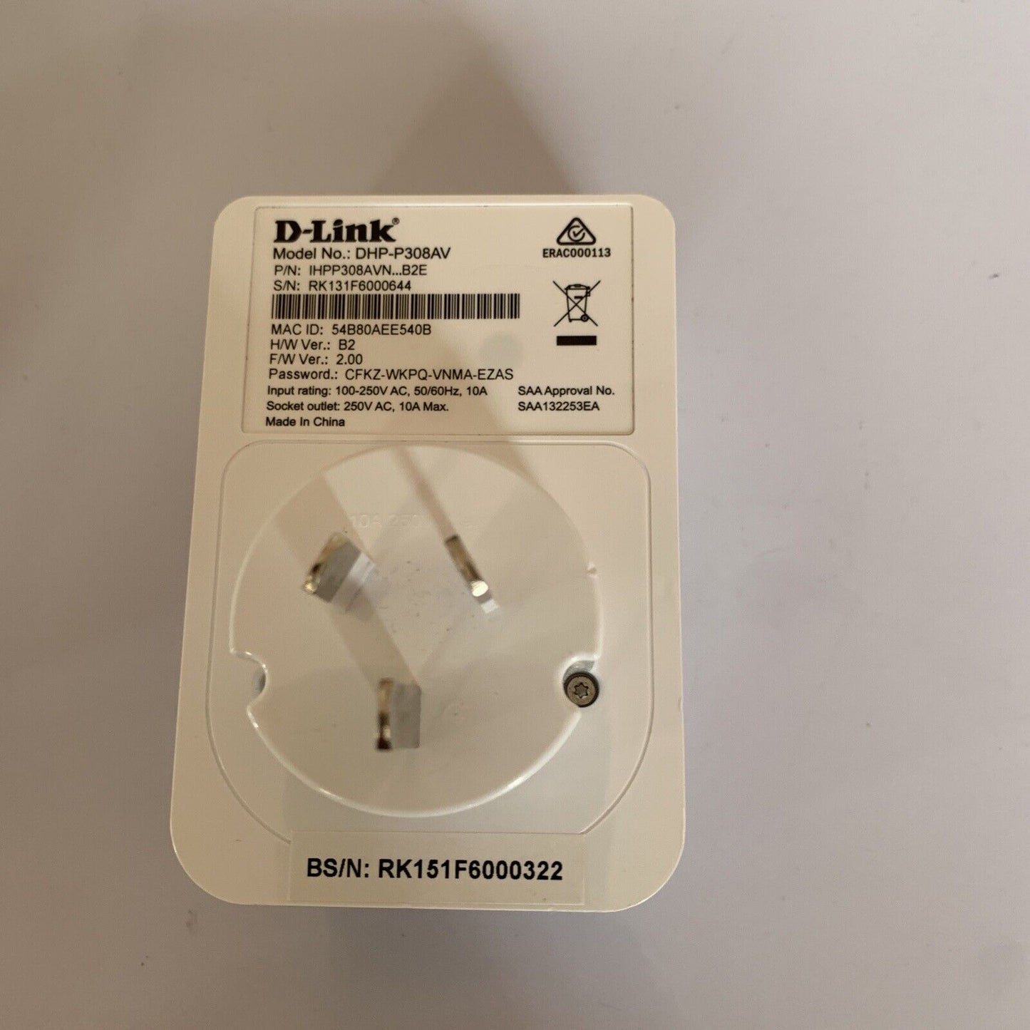 D-LINK DHP-P308AV PowerLine Passthrough Network Adaptor 2 Pack