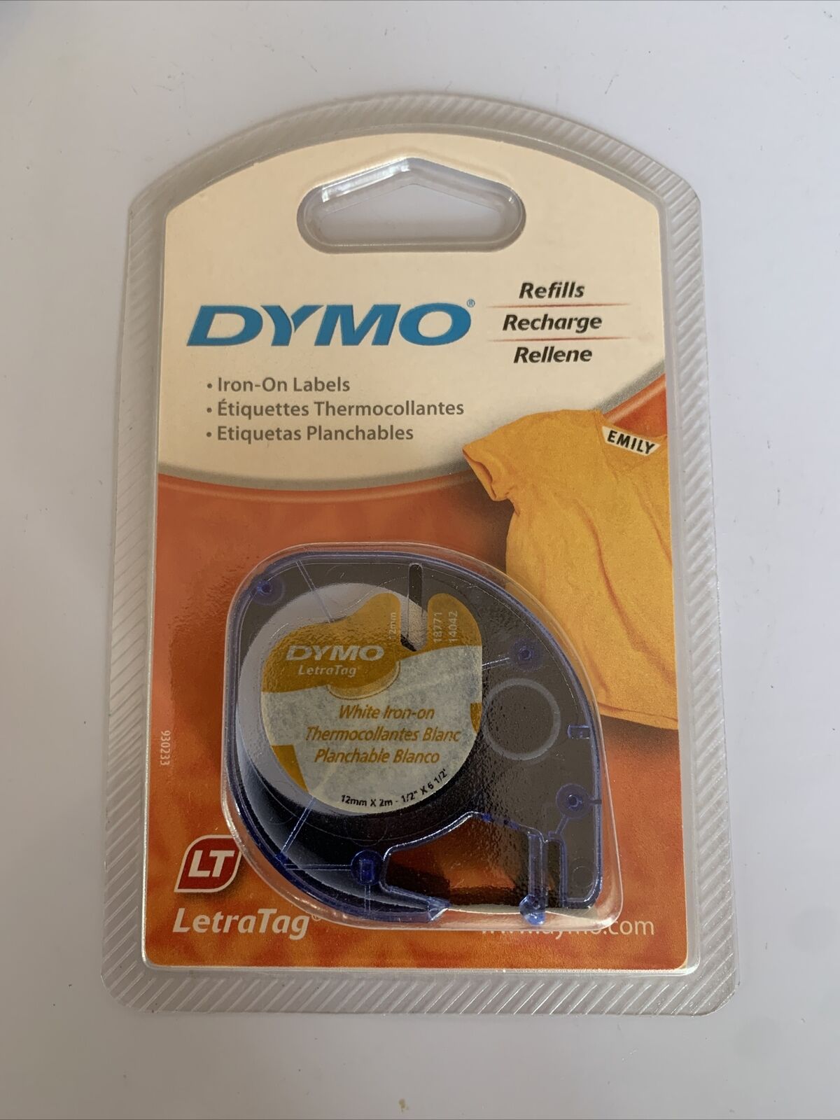 DYMO LetraTag 18771 White Iron-on Fabric Labels Refill 12mm x 2m NEW