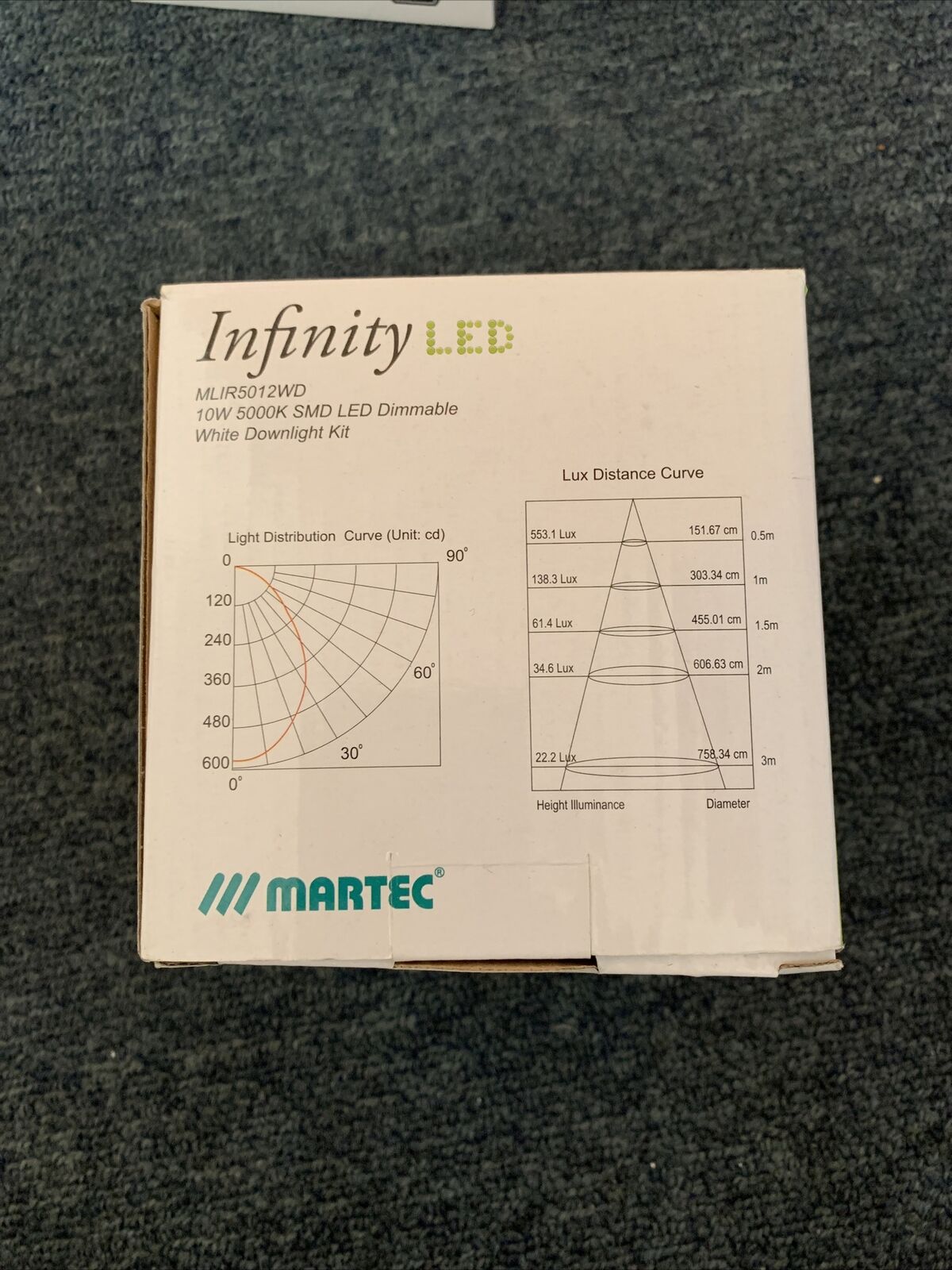 3x Martec Infinity LED MLIR5012WD 10W 5000K SMD White Downlight Kit NEW