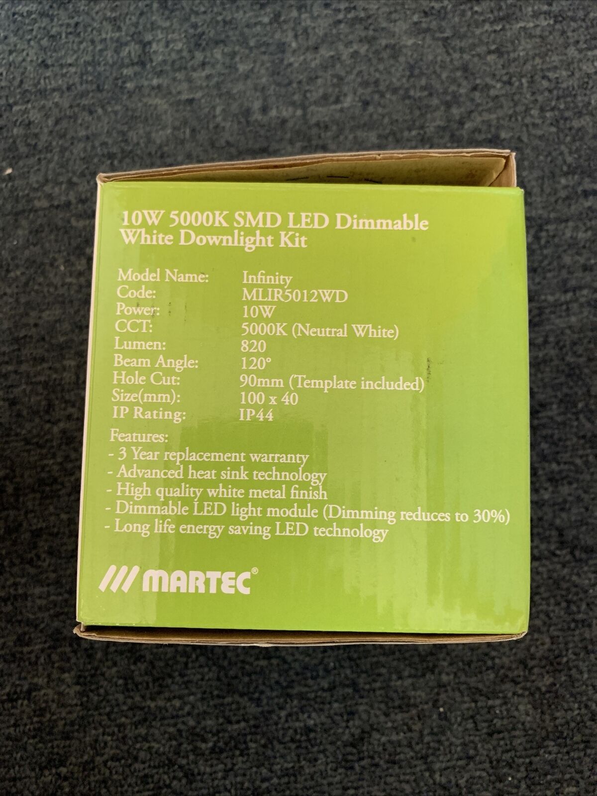 3x Martec Infinity LED MLIR5012WD 10W 5000K SMD White Downlight Kit NEW