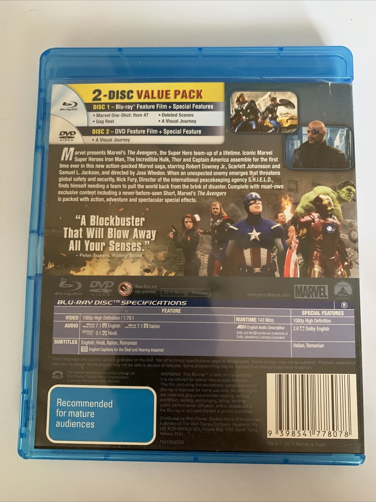 The Avengers  (Blu-ray, 2012) Region B