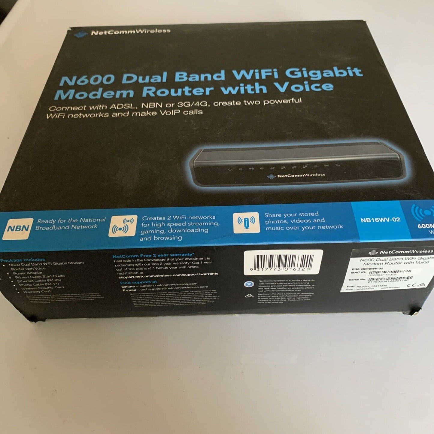 NetComm N600 Dual Band WiFi Gigabit Modem Router with Voice VoIP