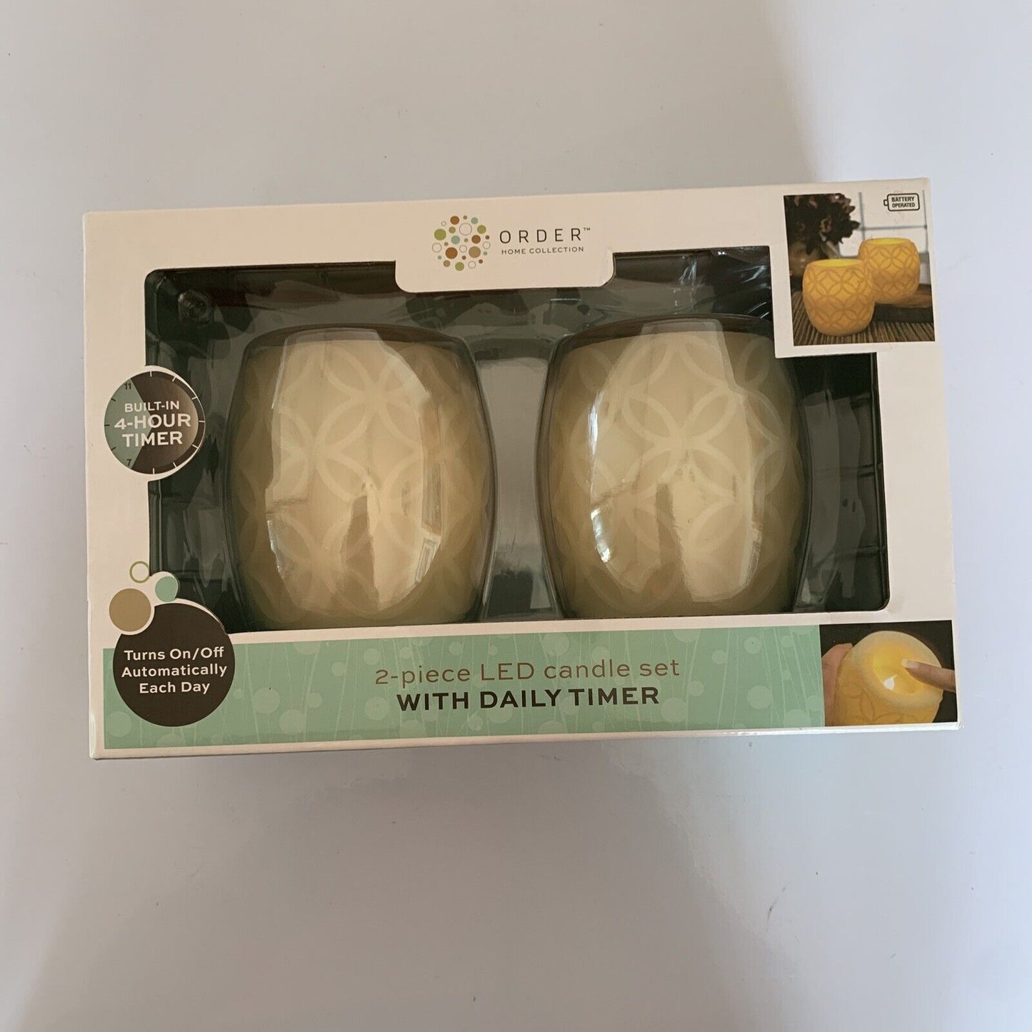 2 Piece LED Candle Set With Daily Timer