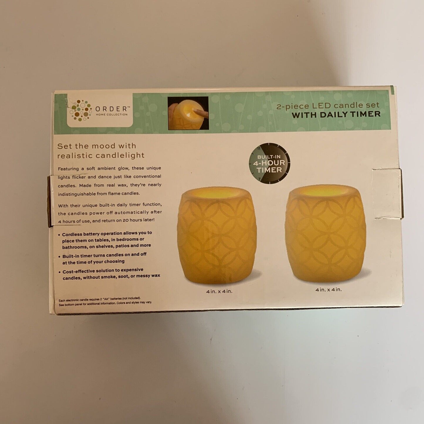 2 Piece LED Candle Set With Daily Timer