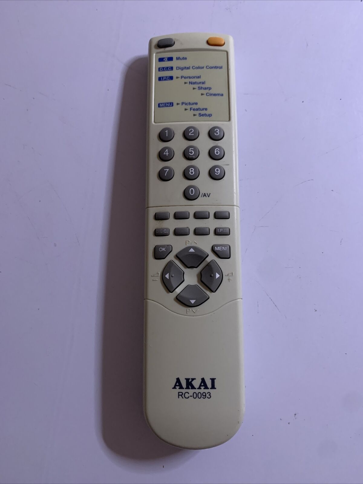 Genuine Akai RC-0093 Remote Control Missing Battery Lid