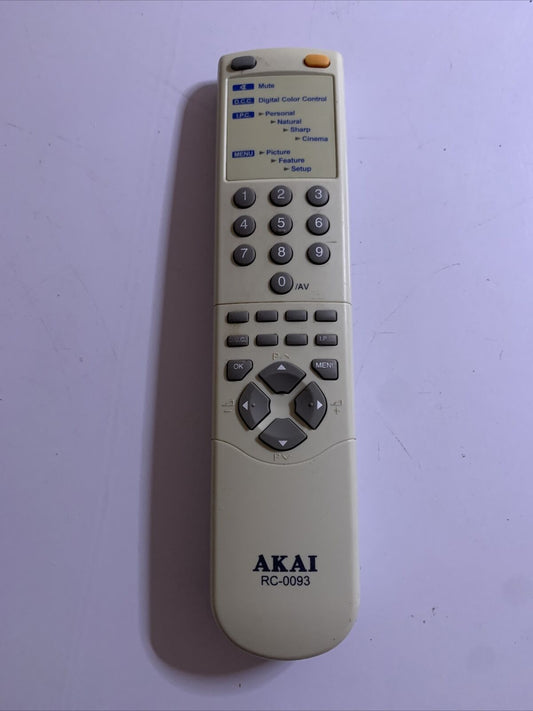 Genuine Akai RC-0093 Remote Control Missing Battery Lid