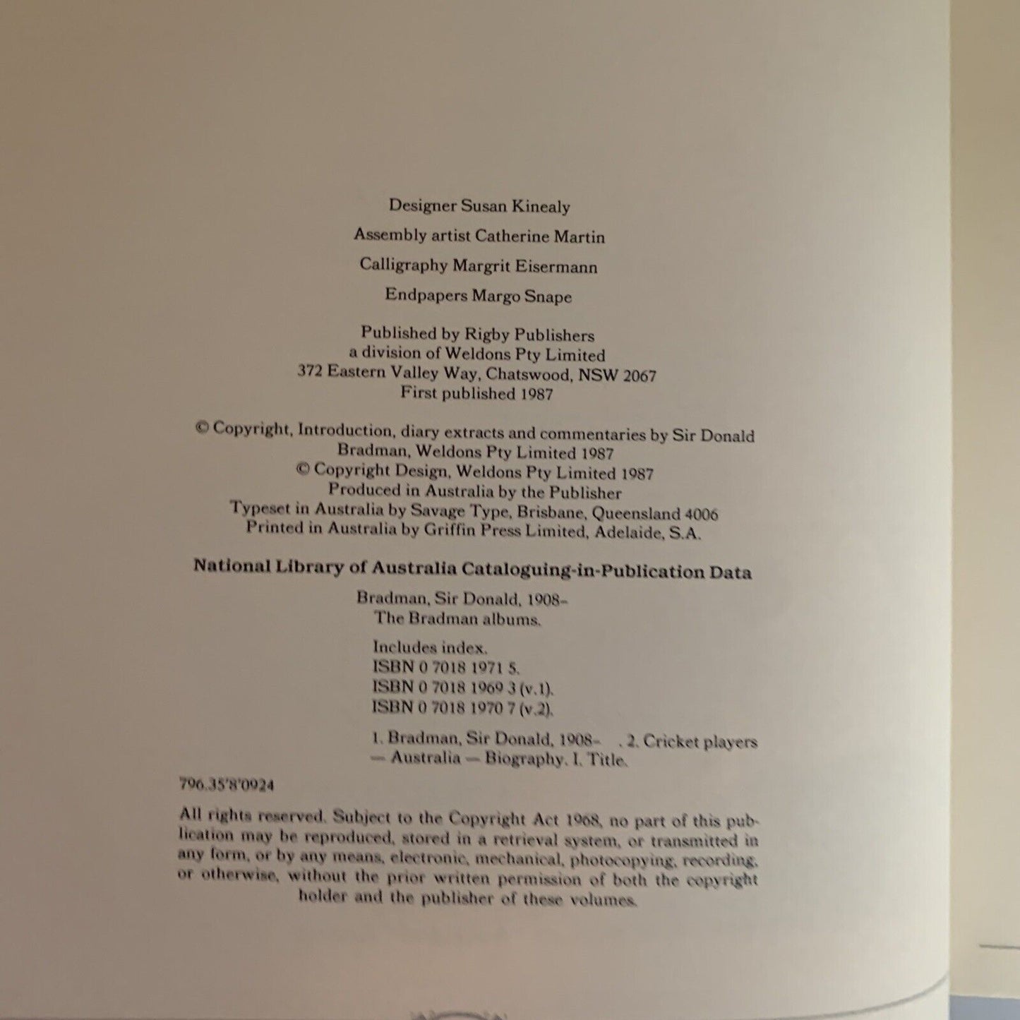 The Bradman Albums by Sir Donald Bradman 2x Hardcover Book Set 1987 with Case