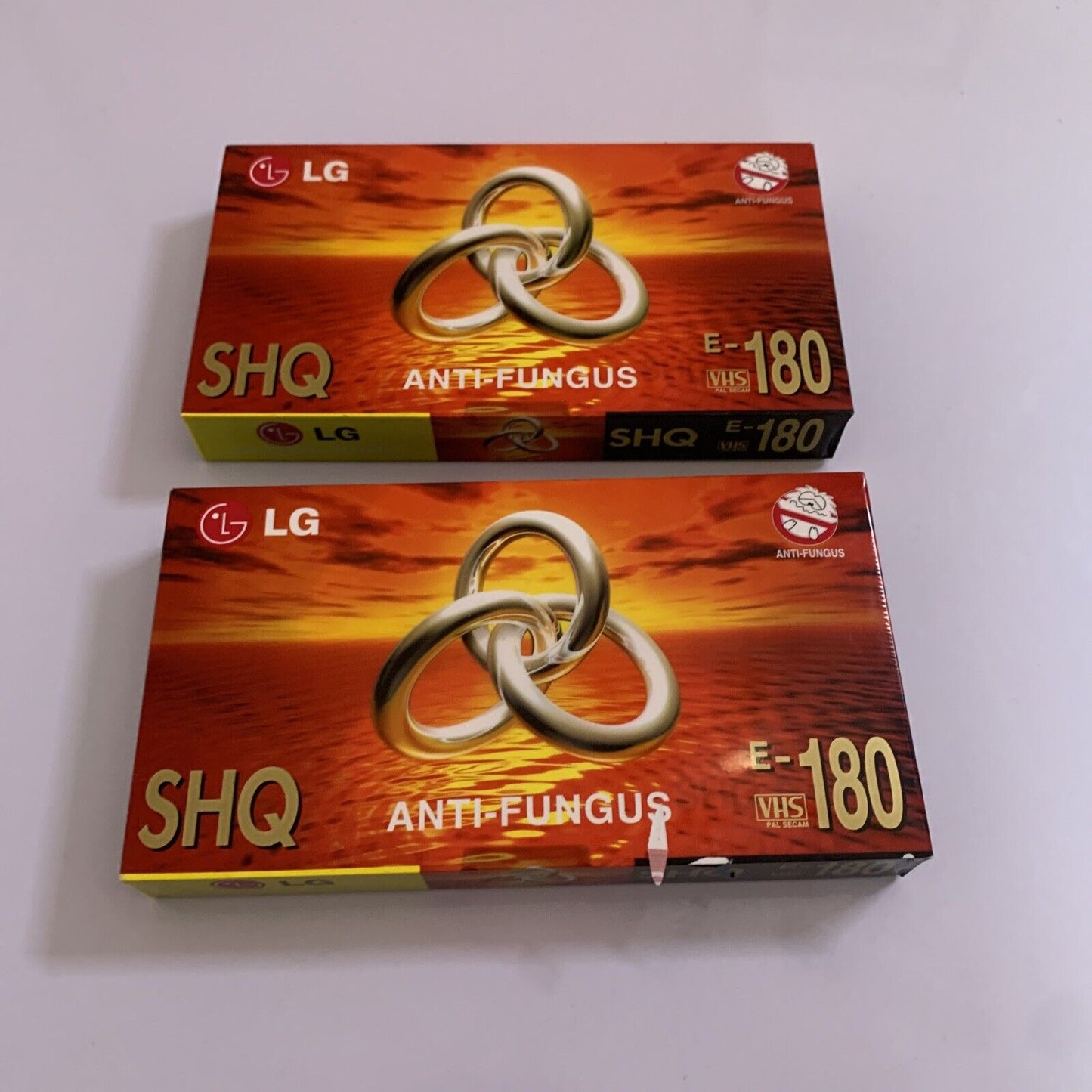2 × LG SHQ Anti-Fungus Blank Video Cassette Tape VHS E-180 *New Sealed *