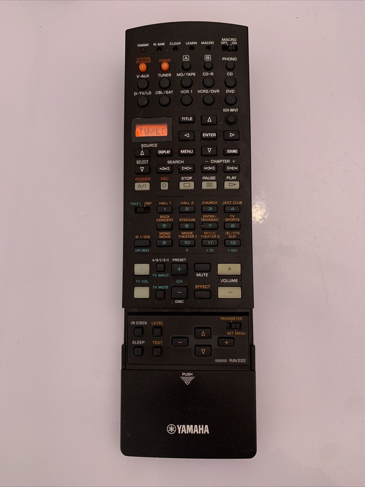 Genuine Yamaha V628350 RAV222 Remote Control LD MD CD DVD  *Missing Battery Lid