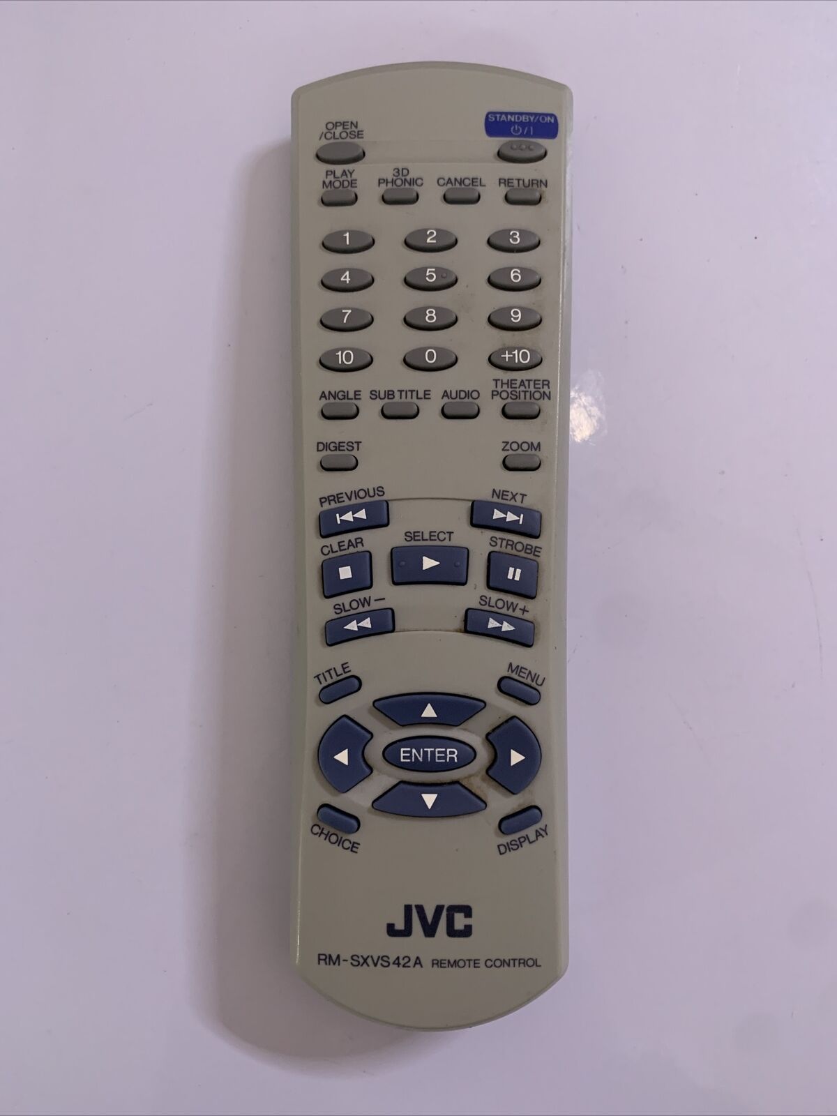 JVC RM-SXVS42A Genuine Remote Control for DVD Player  *Missing Battery Lid