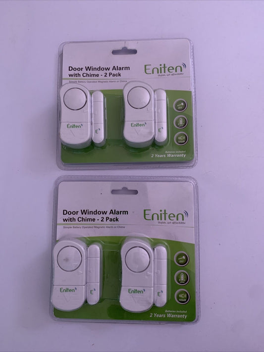 2x NEW Sets of Eniten Door Window Alarm With Chime 2 Pack