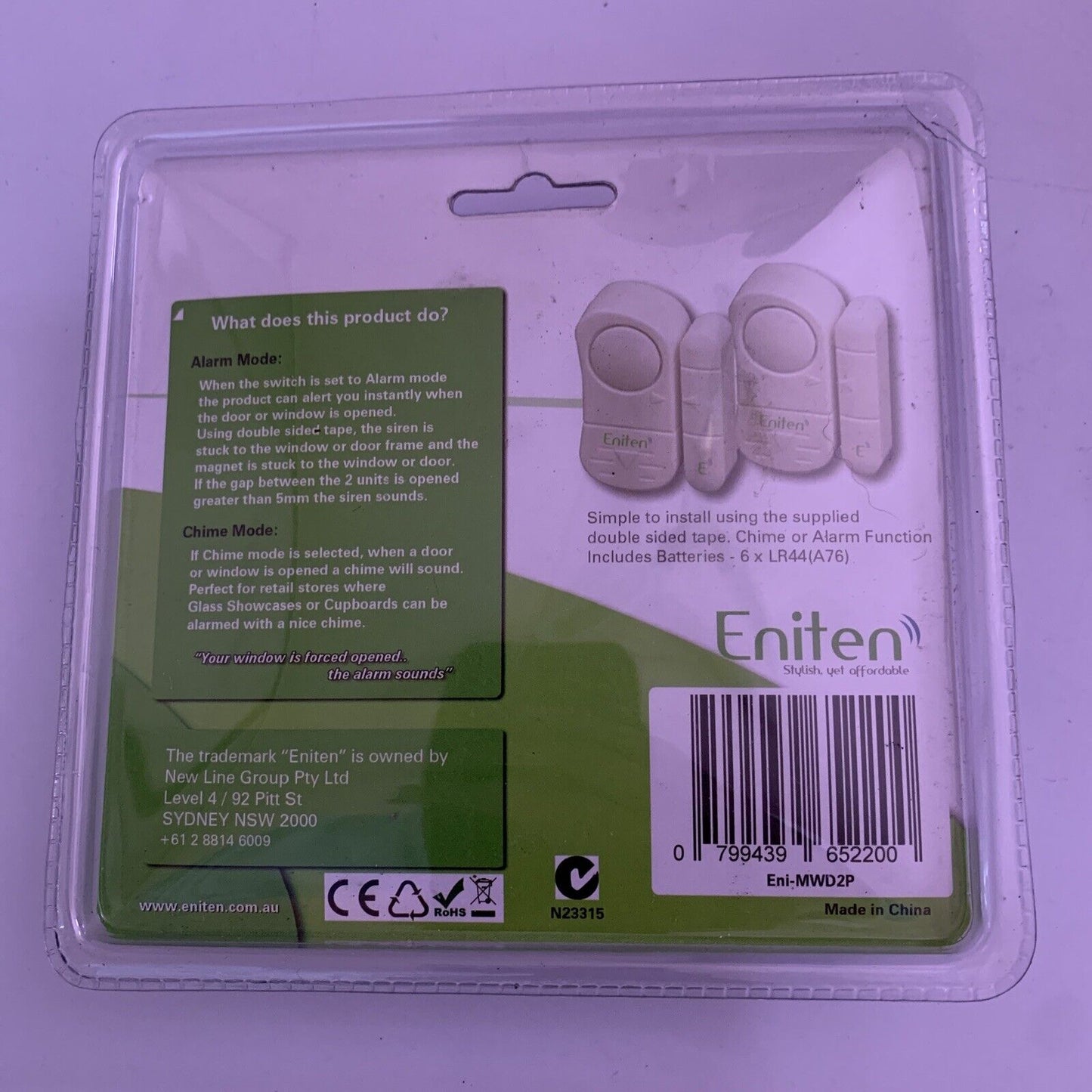 2x NEW Sets of Eniten Door Window Alarm With Chime 2 Pack