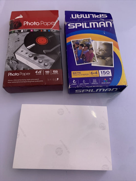 HP Photo Paper x85 Matte Photo Paper x150 Photo Paper gloss X150 4x6"