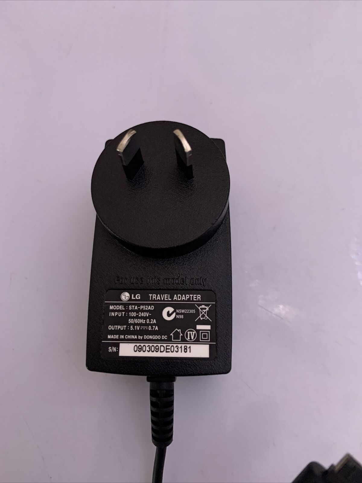 LG Travel Adaptor Mobile Phone Charger STA-P52AD AC Power Adapter Genuine