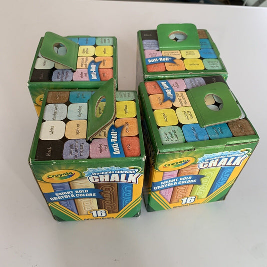 4x Crayola Washable Sidewalk Pavement Chalk 16 Chalks Assorted Colours NEW