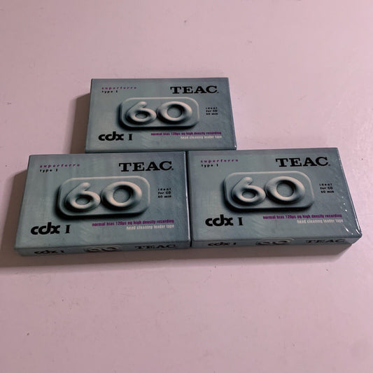 3x Teac CDX 60 Minutes Audio Cassette Tapes *Brand New Sealed*