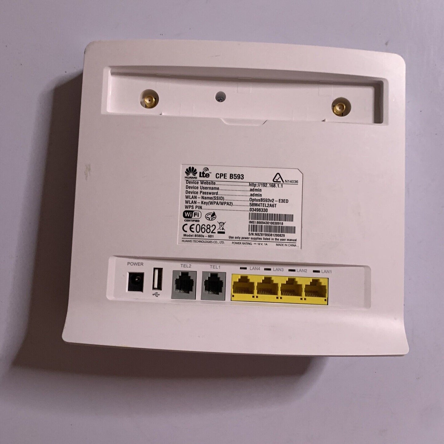 Optus Huawei B593 4G LTE CPE Wireless SIM Wi-Fi Router with Power Supply