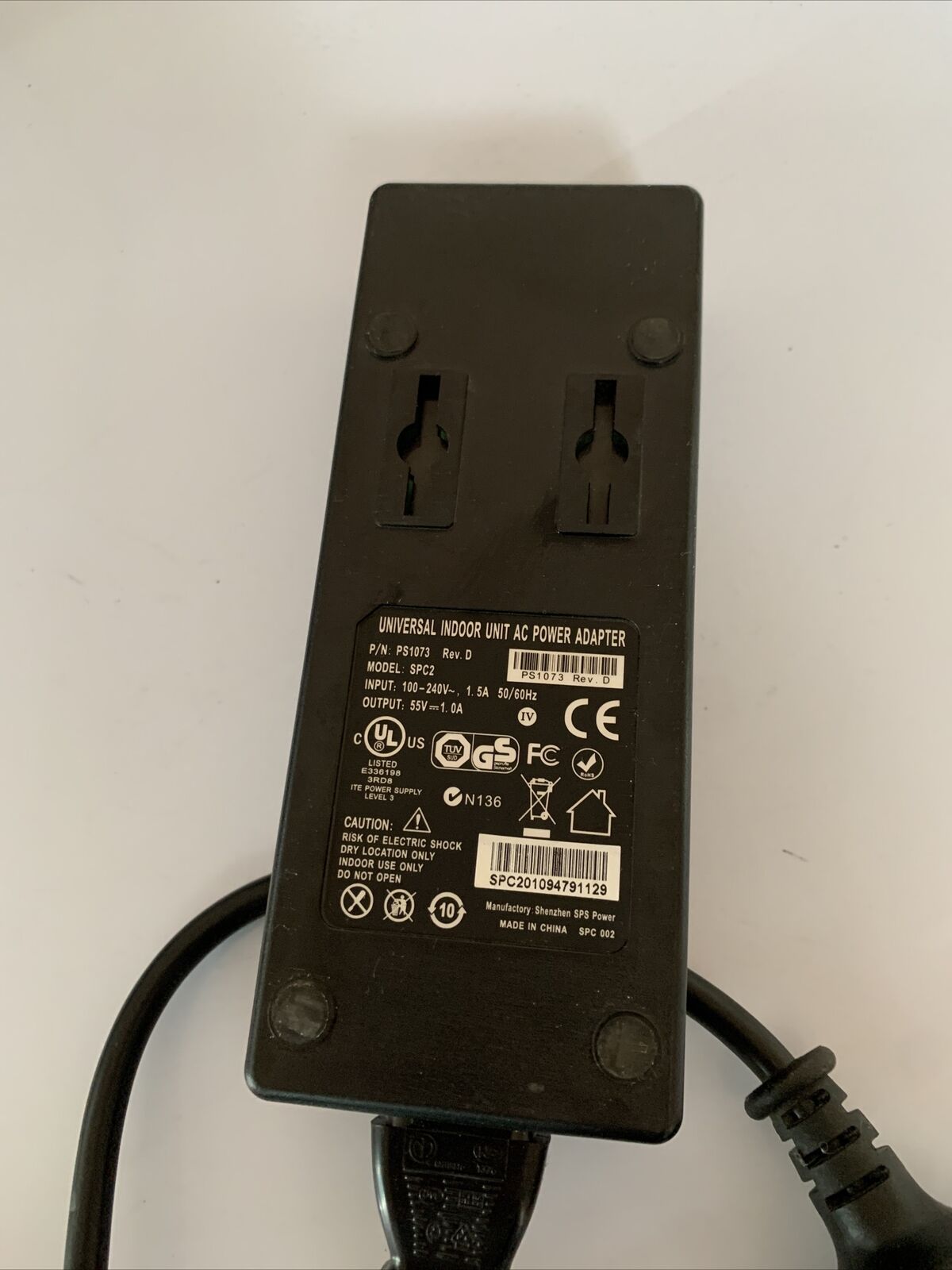Alvarion Universal Indoor Unit PoE Power of Ethernet AC Power Adapter SPC2 55V