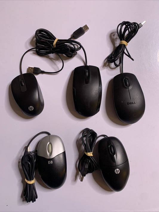 4x HP Mouse 1x Dell Mouse USB Wired