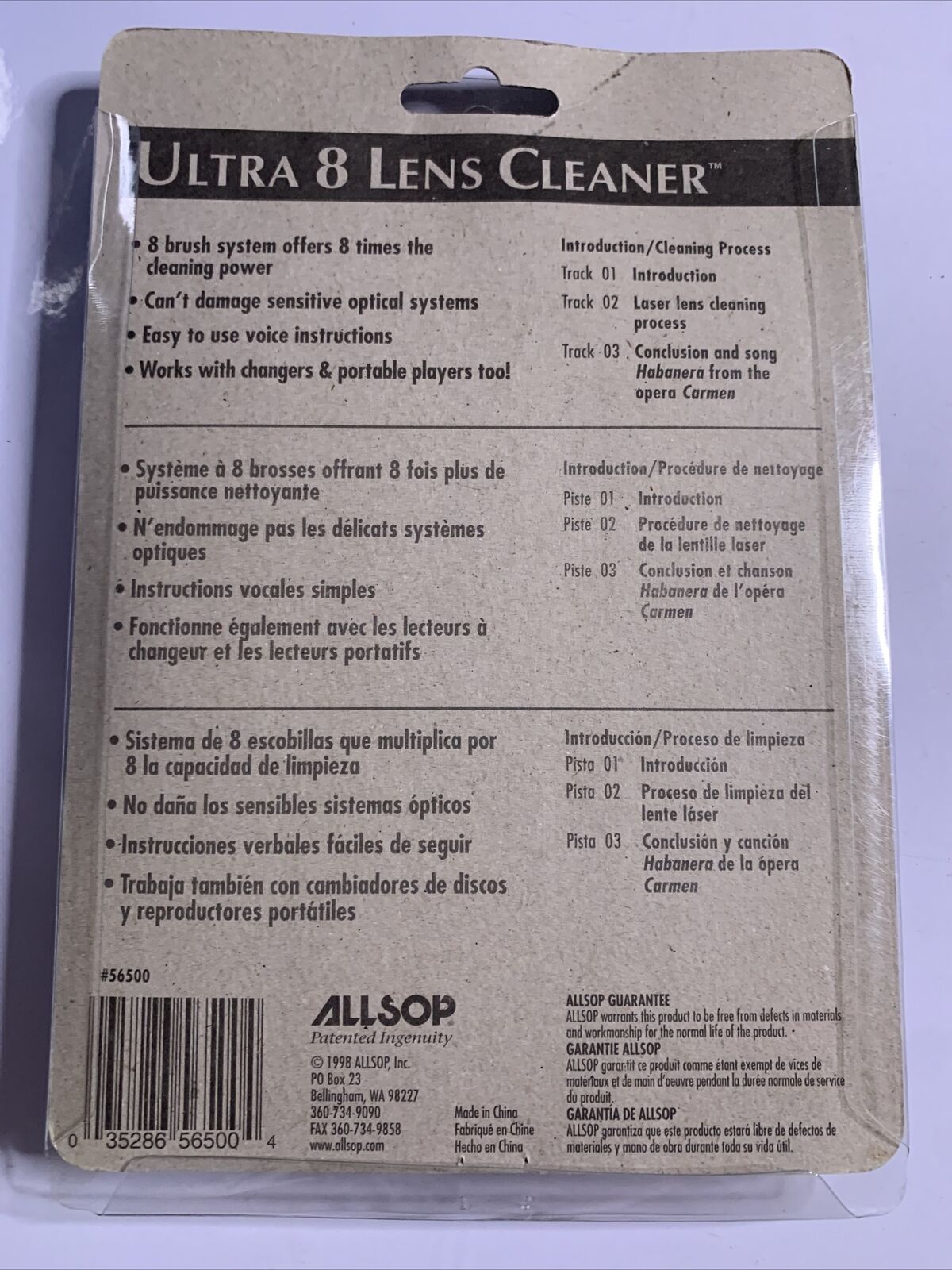 Allsop Ultra 8 Laser Lens Cleaner For CD DVD Blu-ray Players NEW