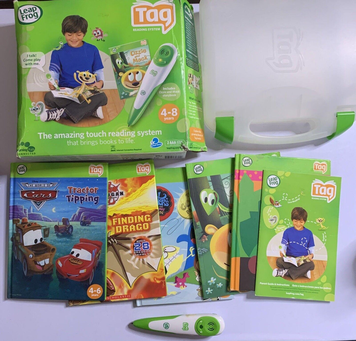 Leap Frog Tag Reading System with 5 Books Disney Cars Bakugan Imaginary Friends