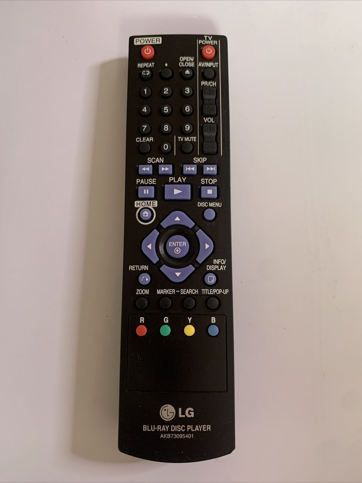 Genuine LG Blu-Ray Disc Player Remote Control AKB73095401 for Bluray Player