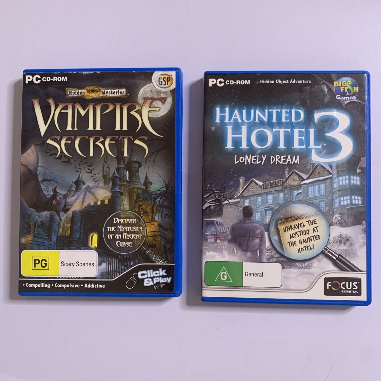 Vampire Secrets + Haunted Hotel 3 Lonely Dream - PC 2x Hidden Object Game