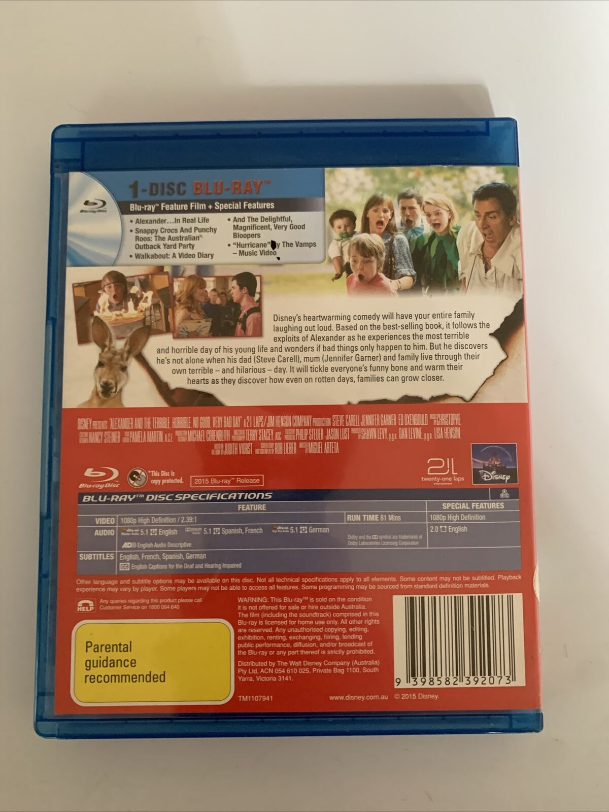 Alexander And The Terrible, Horrible, No Good, Very Bad Day (Blu-ray, 2014)