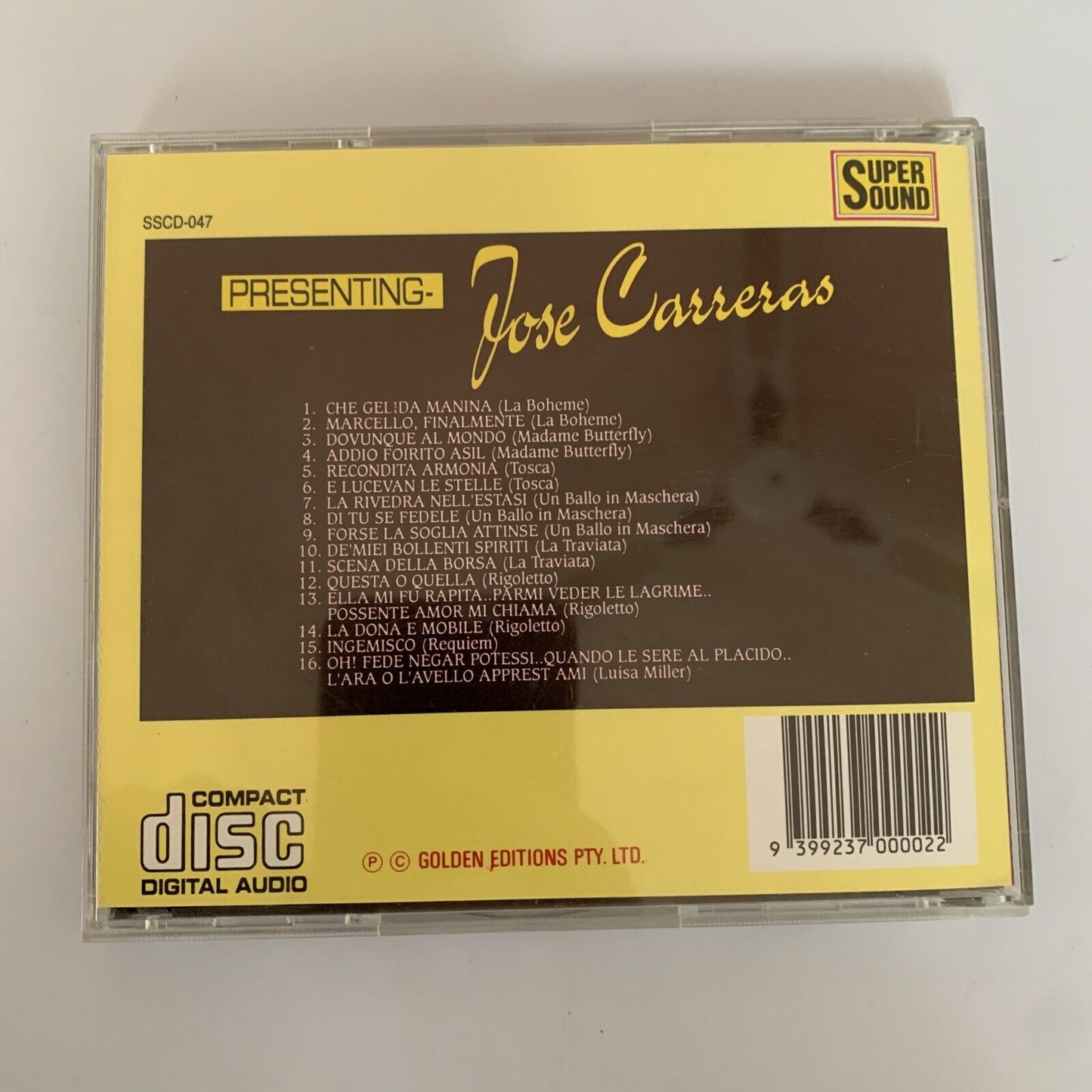 Jose Carreras - Golden Arias (CD, 1991) SSCD-047