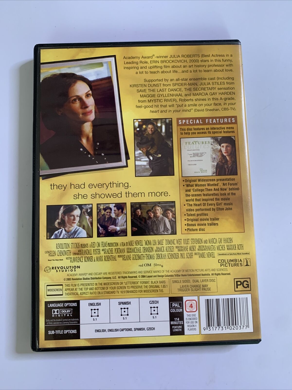 Mona Lisa Smile (DVD, 2003) Julia Roberts Region 4