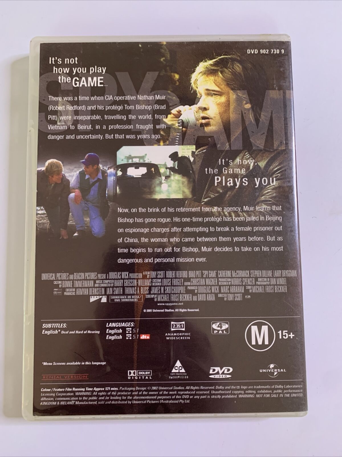 Spy Game (DVD, 2001) Robert Redford, Brad Pitt Region 4