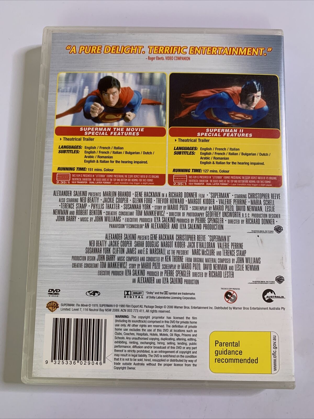 Superman 1 & 2 (DVD, 1978) Christopher Reeve, Marlon Brando Region 4