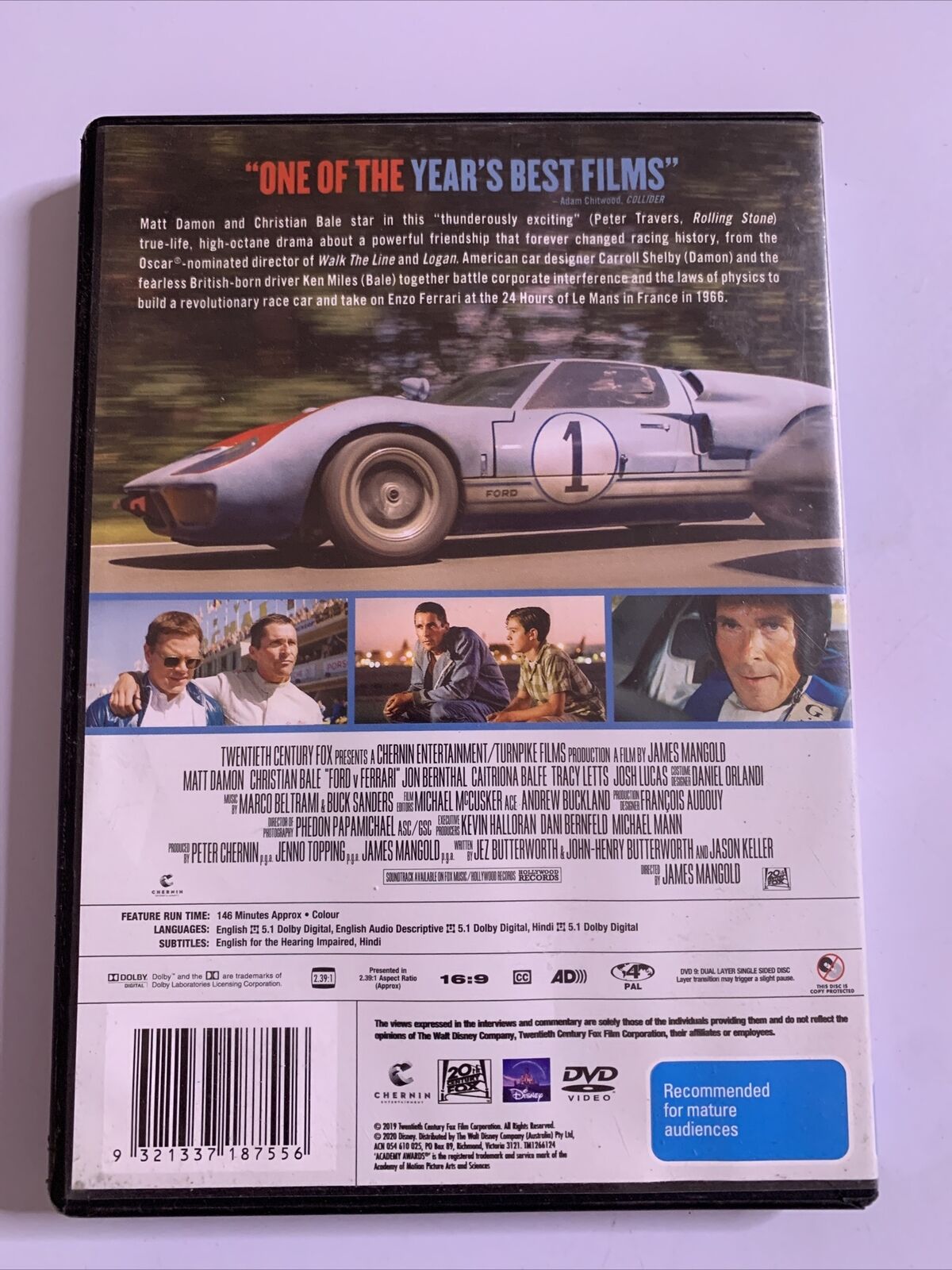 Ford v Ferrari DVD 2019 Matt Damon Christian Bale Region 4