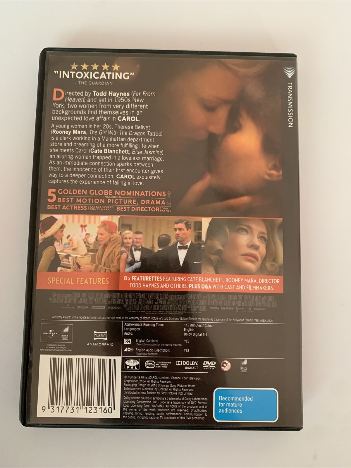 Carol (DVD, 2015) Therese Belivet, Cate Blanchett Region 4