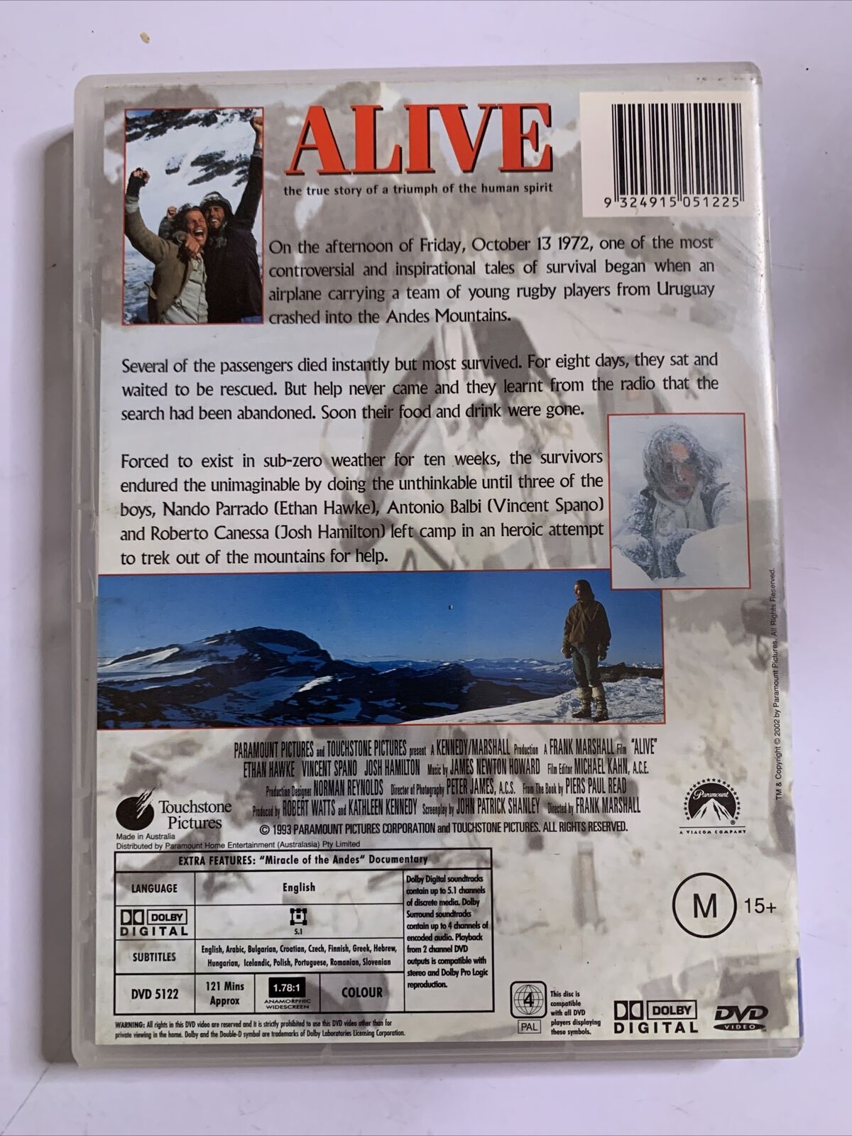 Alive  (DVD, 1992) Josh Hamilton, Ethan Hawke, Vincent Spano  Region 4