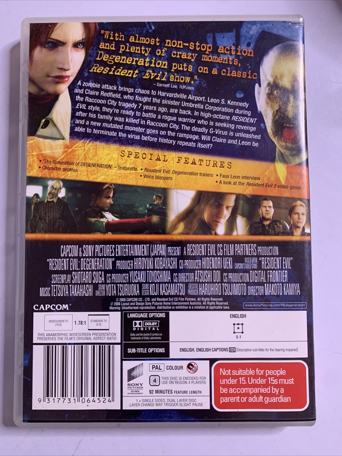 Resident Evil - Degeneration (DVD, 2008) Region 4