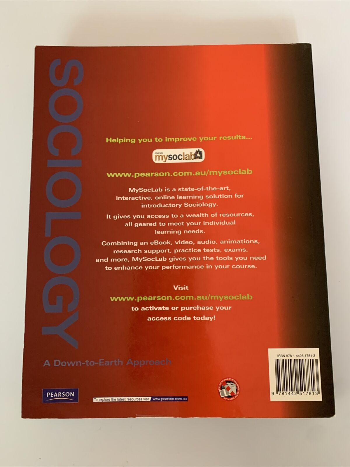 Sociology - A Down to Earth Approach Australian Edition Book