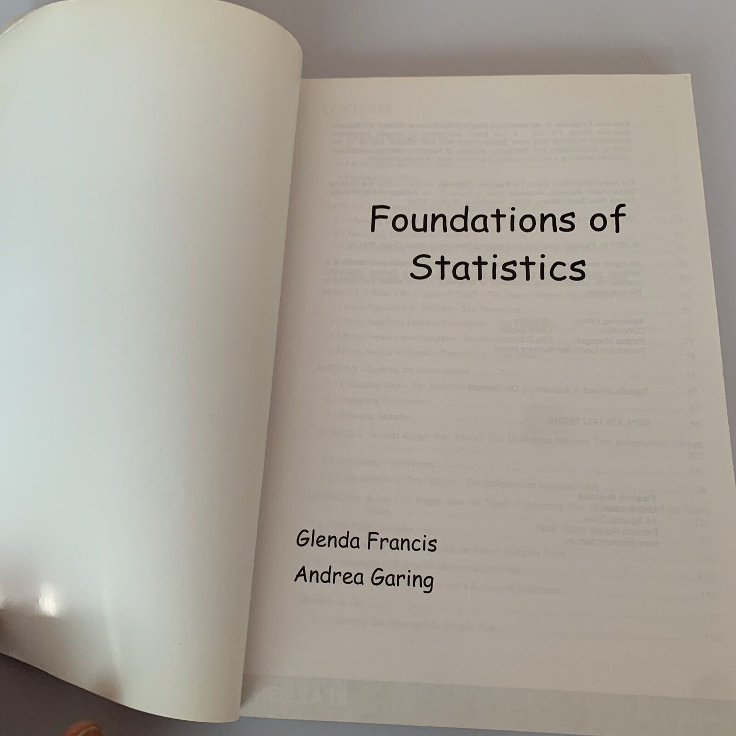Foundations of Statistics by Garing Francis Textbook