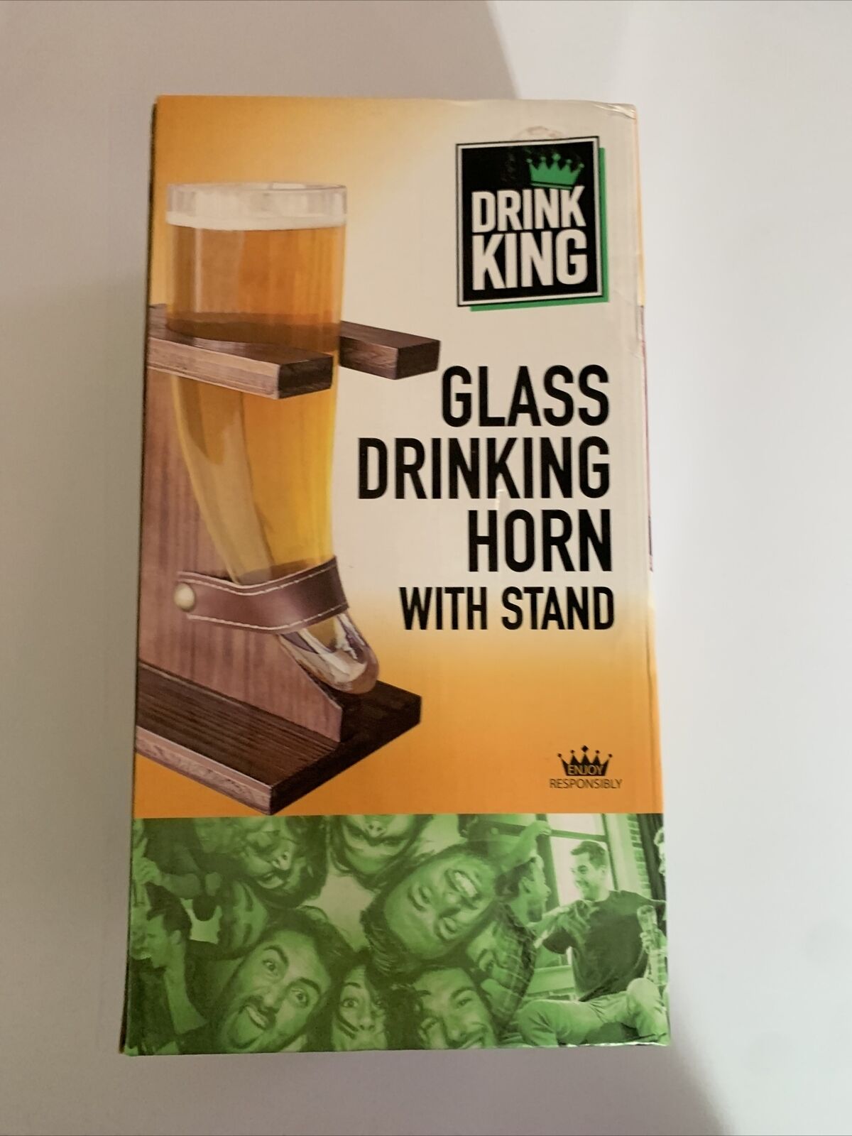 Glass Drinking Horn With Stand 480ml NEW