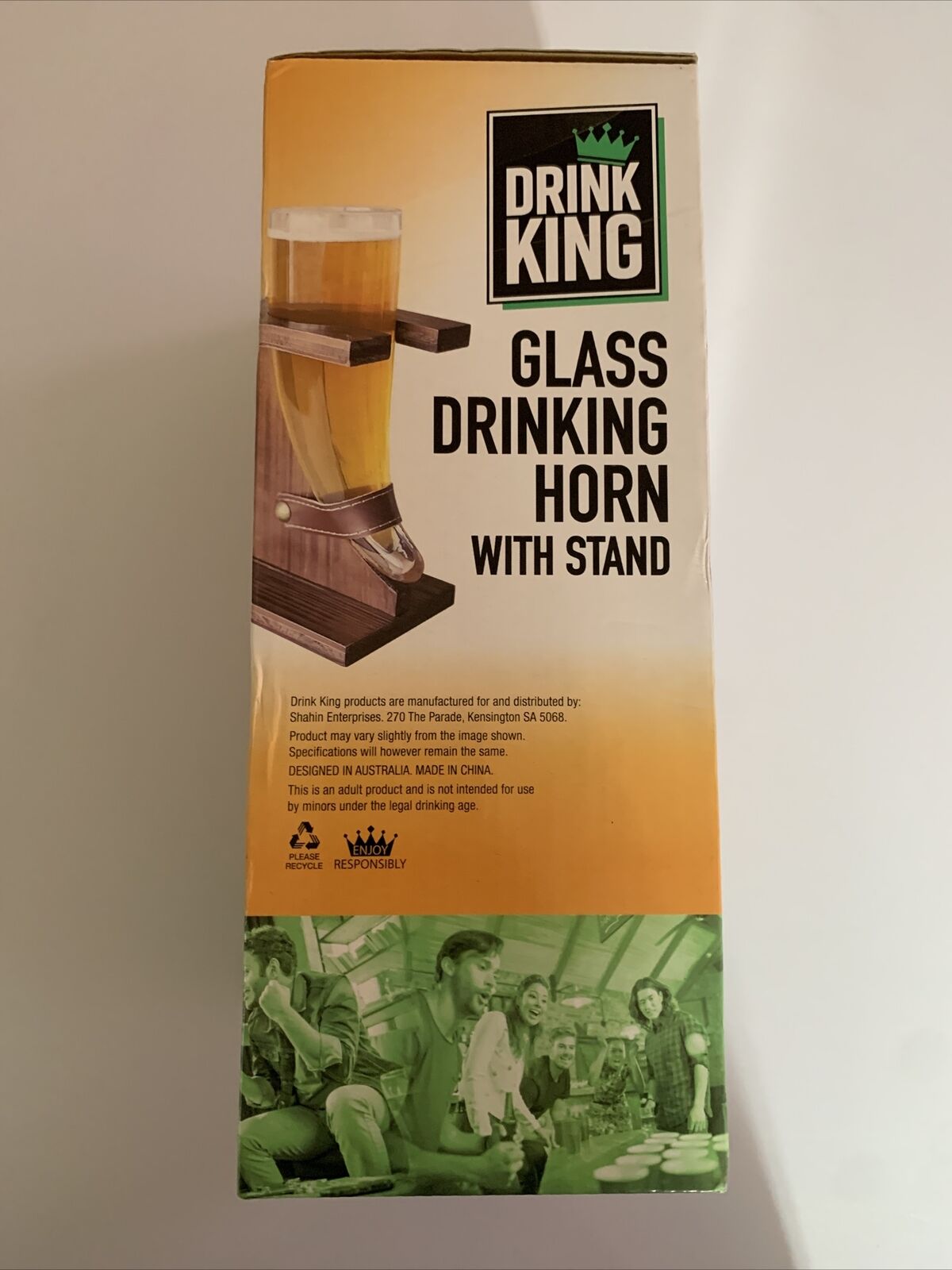 Glass Drinking Horn With Stand 480ml NEW