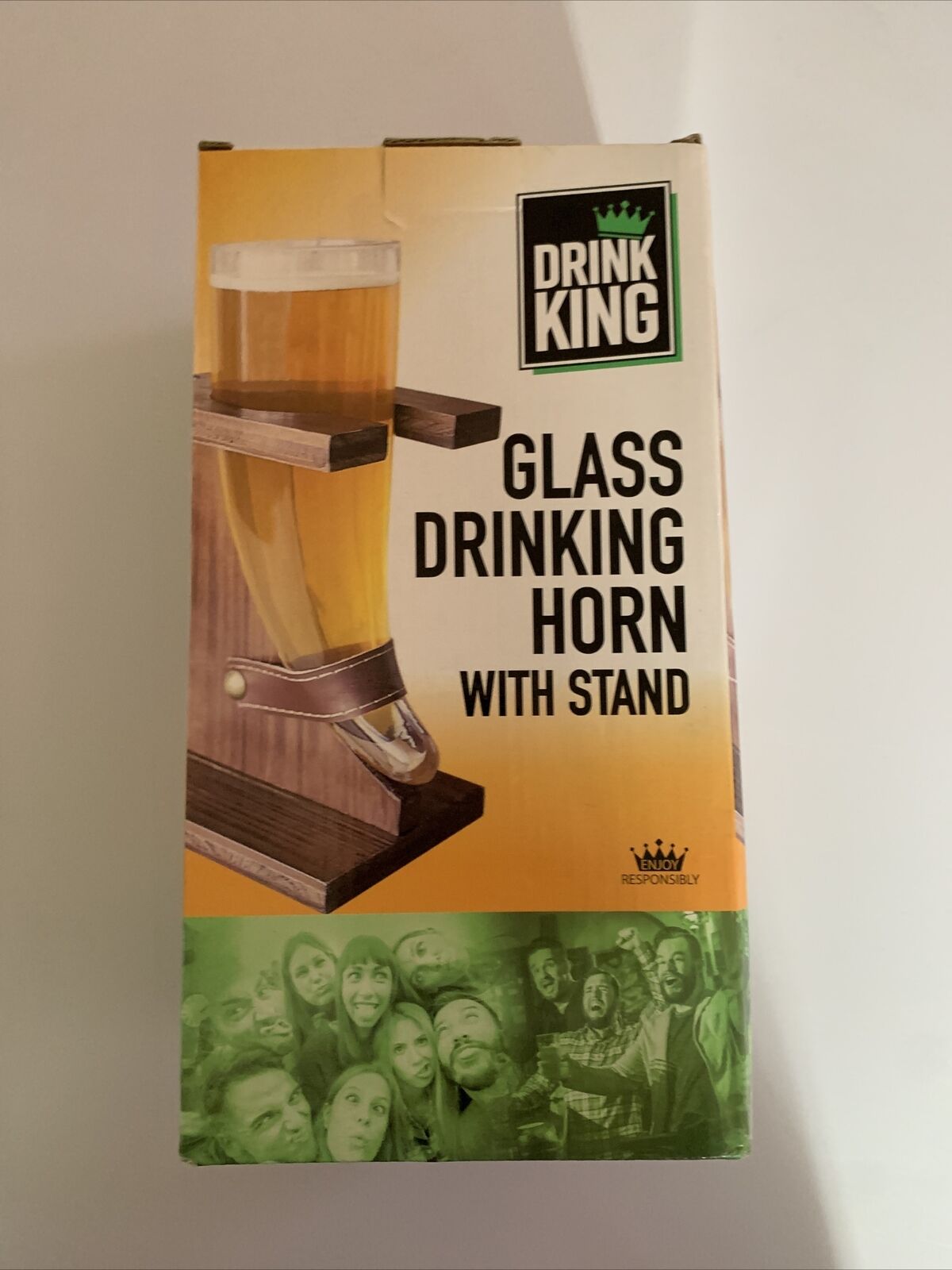 Glass Drinking Horn With Stand 480ml NEW