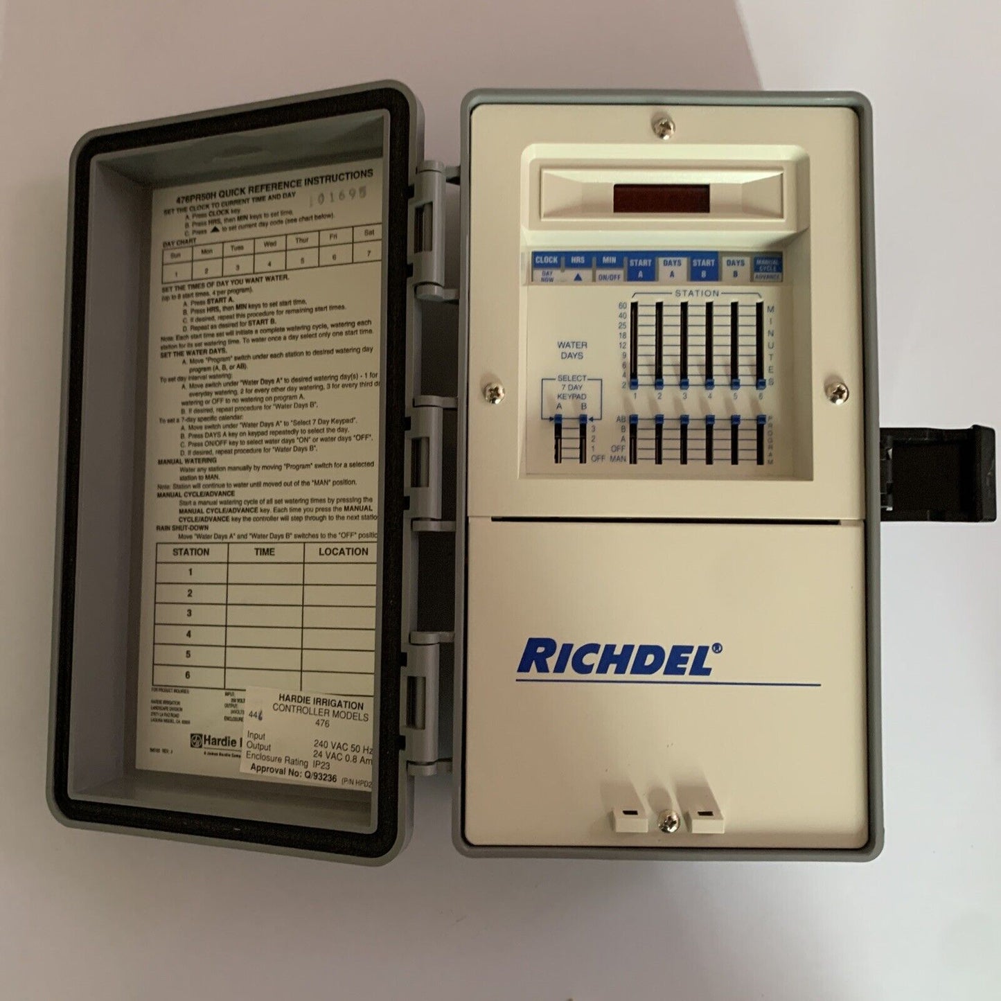 Richdel Hybrid Irrigation Controller 476PR 50Hz *unused Does Not Include Key